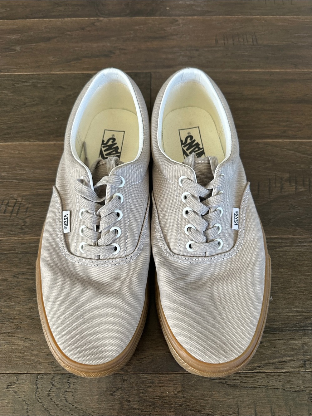 Vans Men's Canvas Sneakers in Light Beige with Gum Sole